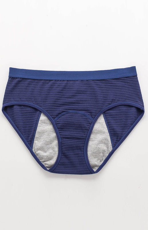 Striped Mid-Waist Cotton Menstrual Briefs – Leak-Proof & Breathable