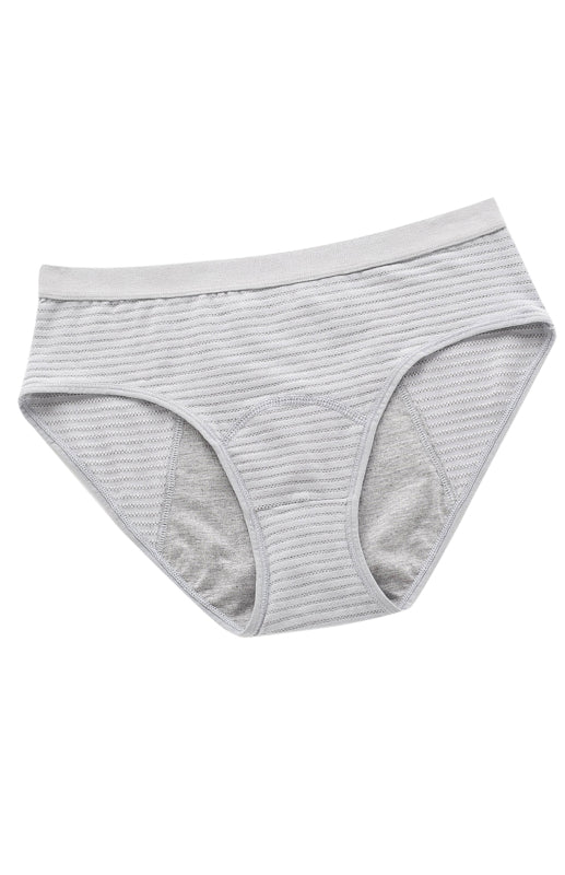 Striped Mid-Waist Cotton Menstrual Briefs – Leak-Proof & Breathable