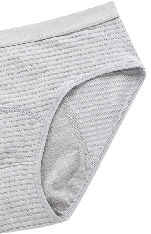 Striped Mid-Waist Cotton Menstrual Briefs – Leak-Proof & Breathable