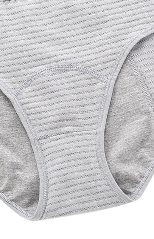 Striped Mid-Waist Cotton Menstrual Briefs – Leak-Proof & Breathable