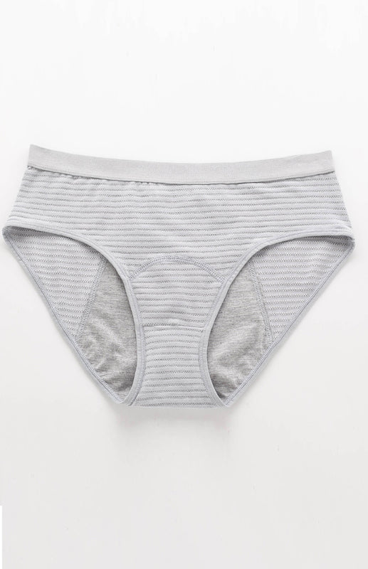 Striped Mid-Waist Cotton Menstrual Briefs – Leak-Proof & Breathable