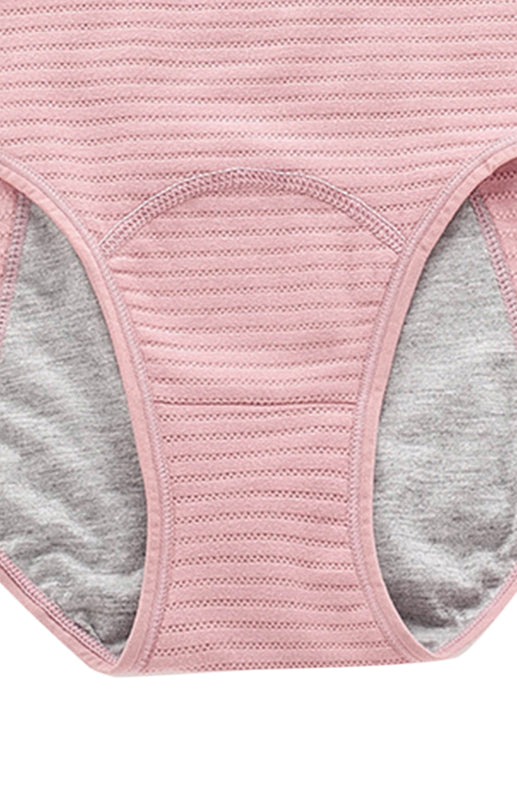 Striped Mid-Waist Cotton Menstrual Briefs – Leak-Proof & Breathable