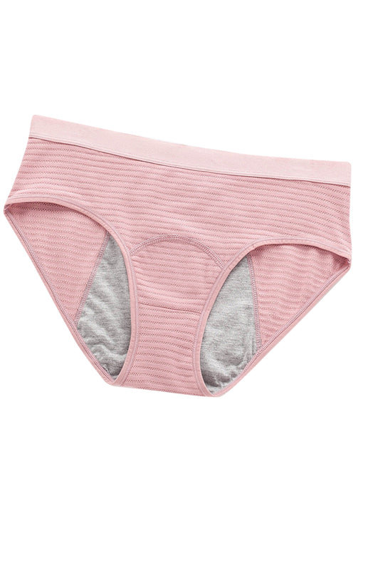 Striped Mid-Waist Cotton Menstrual Briefs – Leak-Proof & Breathable