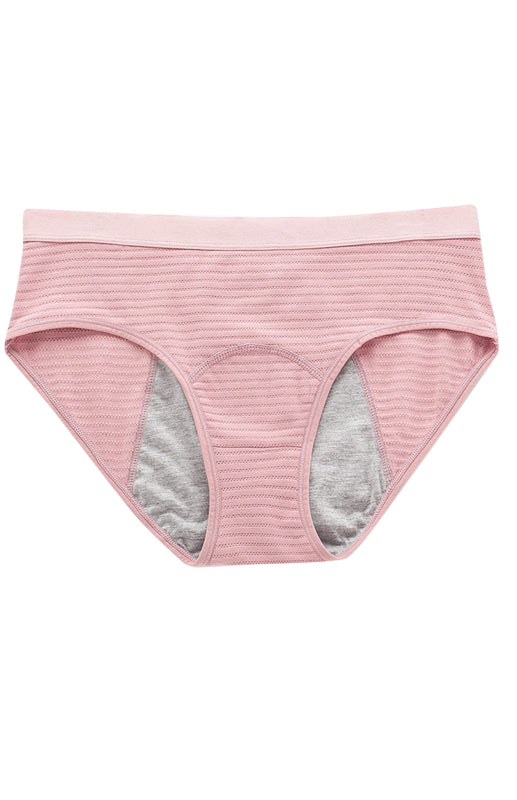 Striped Mid-Waist Cotton Menstrual Briefs – Leak-Proof & Breathable