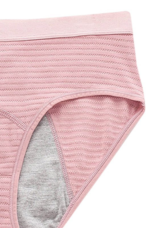 Striped Mid-Waist Cotton Menstrual Briefs – Leak-Proof & Breathable
