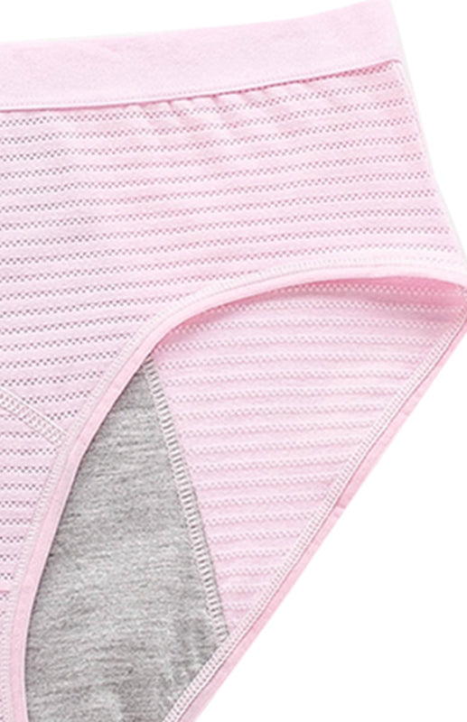 Striped Mid-Waist Cotton Menstrual Briefs – Leak-Proof & Breathable