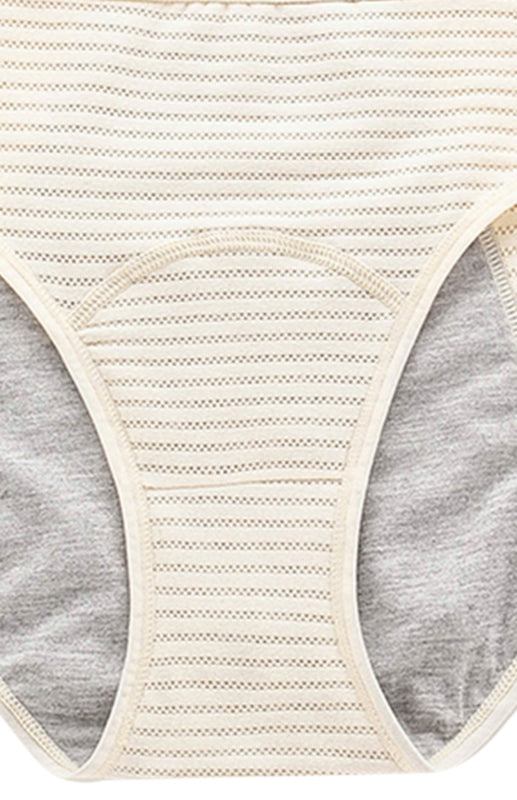Striped Mid-Waist Cotton Menstrual Briefs – Leak-Proof & Breathable