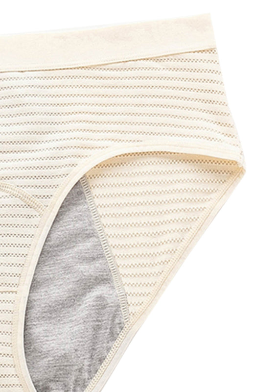 Striped Mid-Waist Cotton Menstrual Briefs – Leak-Proof & Breathable