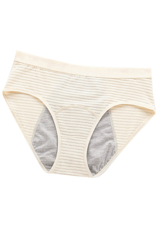 Striped Mid-Waist Cotton Menstrual Briefs – Leak-Proof & Breathable