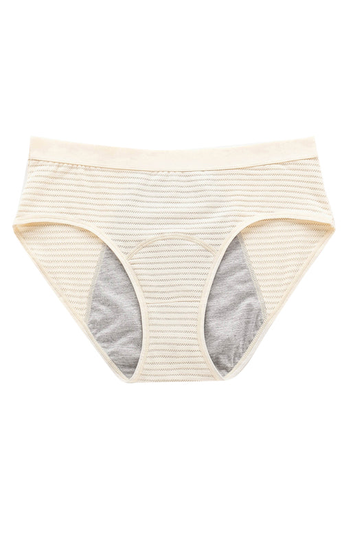 Striped Mid-Waist Cotton Menstrual Briefs – Leak-Proof & Breathable