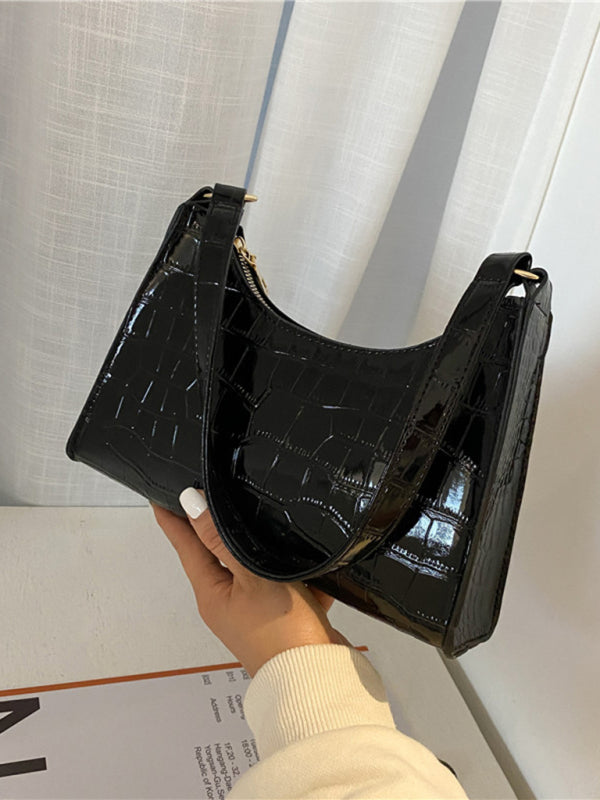 Embossed Stone Pattern Shoulder Handbag