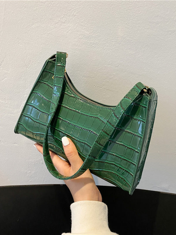 Embossed Stone Pattern Shoulder Handbag