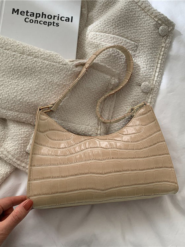 Embossed Stone Pattern Shoulder Handbag