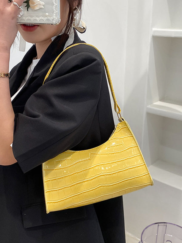 Embossed Stone Pattern Shoulder Handbag