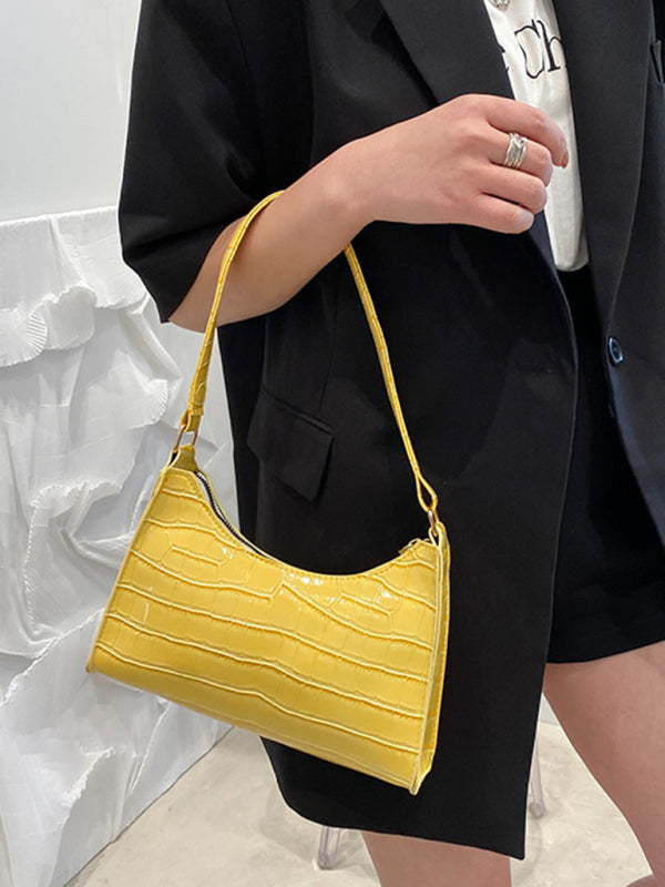 Embossed Stone Pattern Shoulder Handbag