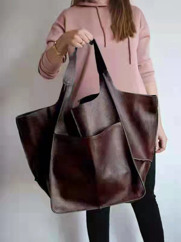 Soft Leather Large Tote Shoulder Bag