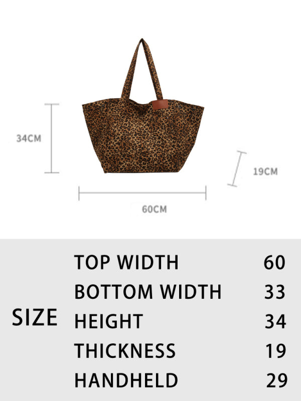 Leopard Print Canvas Tote Bag – Large Capacity
