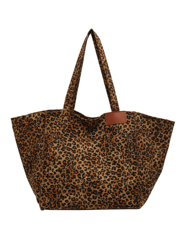 Leopard Print Canvas Tote Bag – Large Capacity