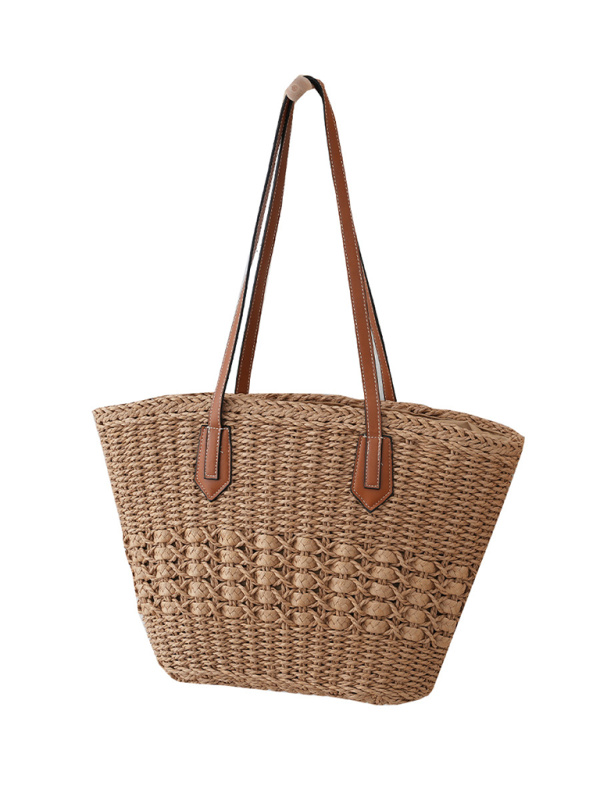 Straw Shoulder Tote Bag – Beach Vacation Handbag