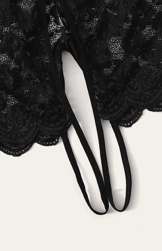 Floral Lace Sleeveless Bodysuit with Halter Neckline – Romantic Lingerie