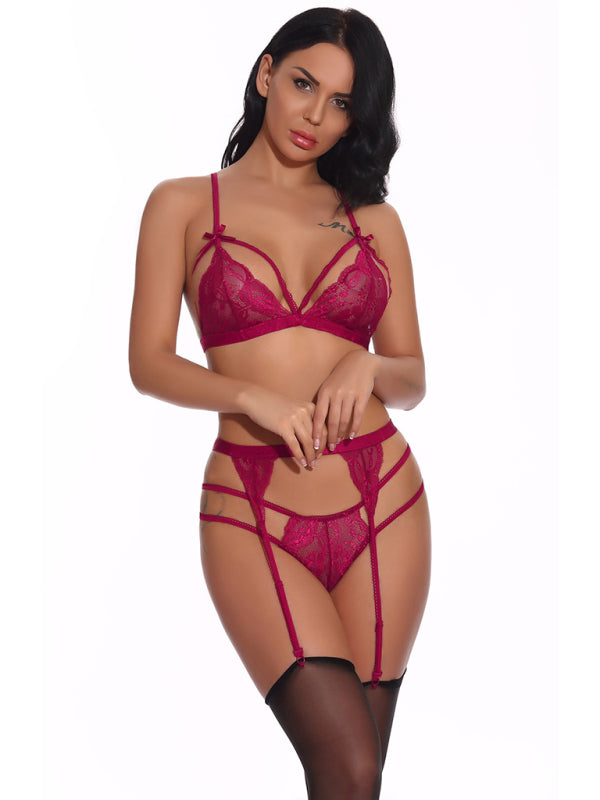 Lace Sling Sleeveless Lingerie & Stockings Set – Adjustable Fit, Elegant Sheer Design