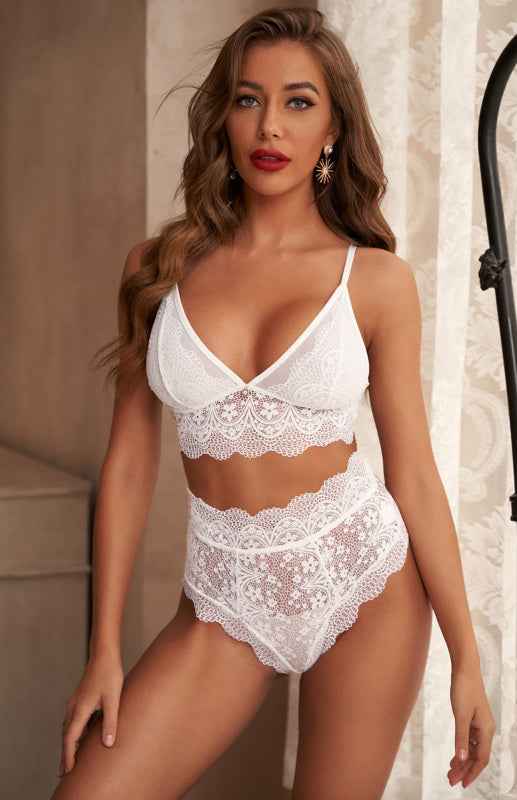 Lace Bralette and High-Waist Panty Set