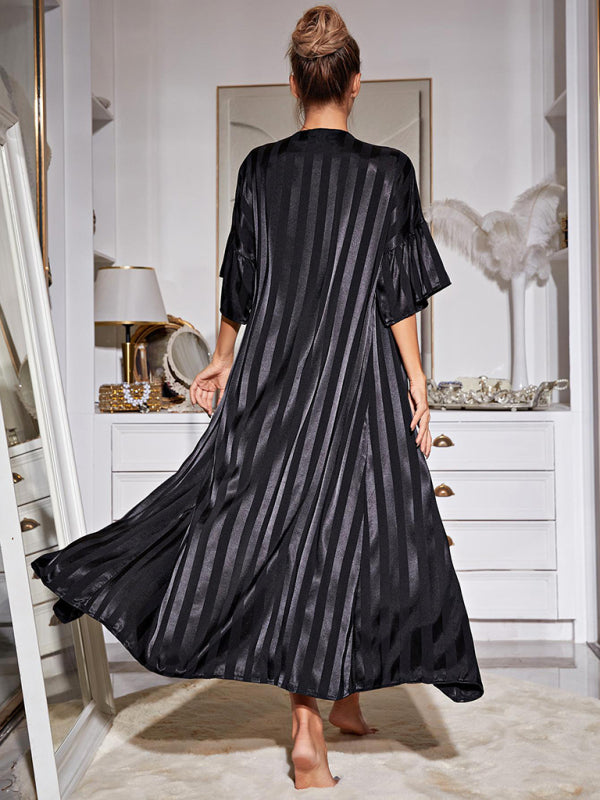Striped Sleeveless Long Nightgown Pajama Set – V-Neck Loungewear