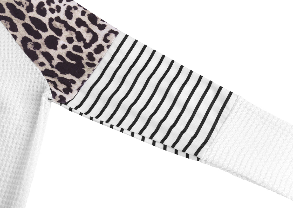 Women's Fashion Casual Waffle Panel Top