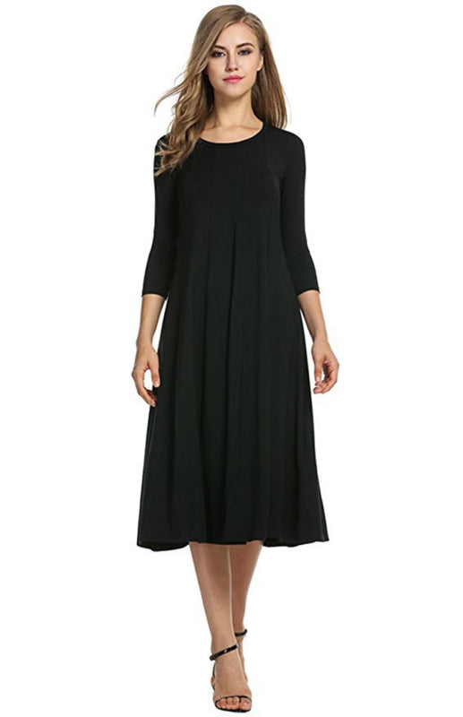 A-Line Knit Sleeveless T-Shirt Dress – Round Neck, Solid Color, Casual Fit