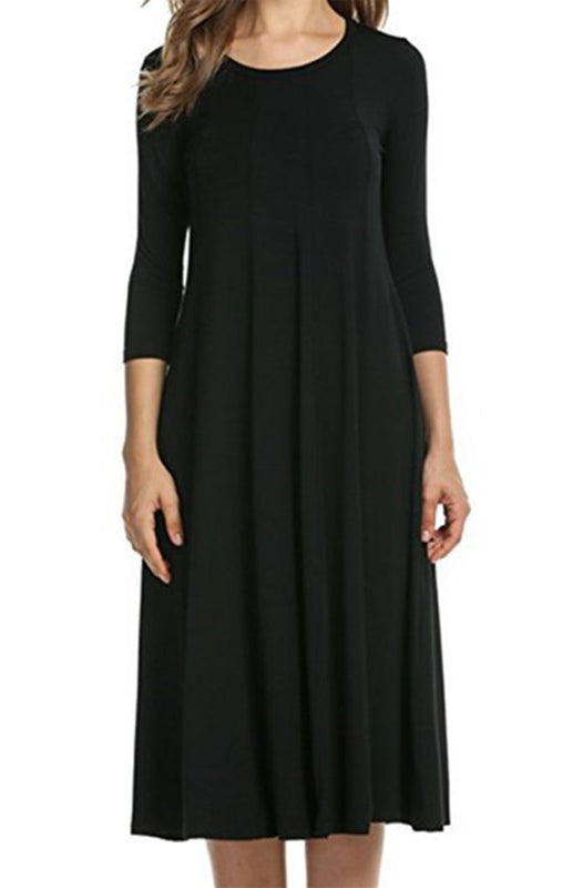 A-Line Knit Sleeveless T-Shirt Dress – Round Neck, Solid Color, Casual Fit