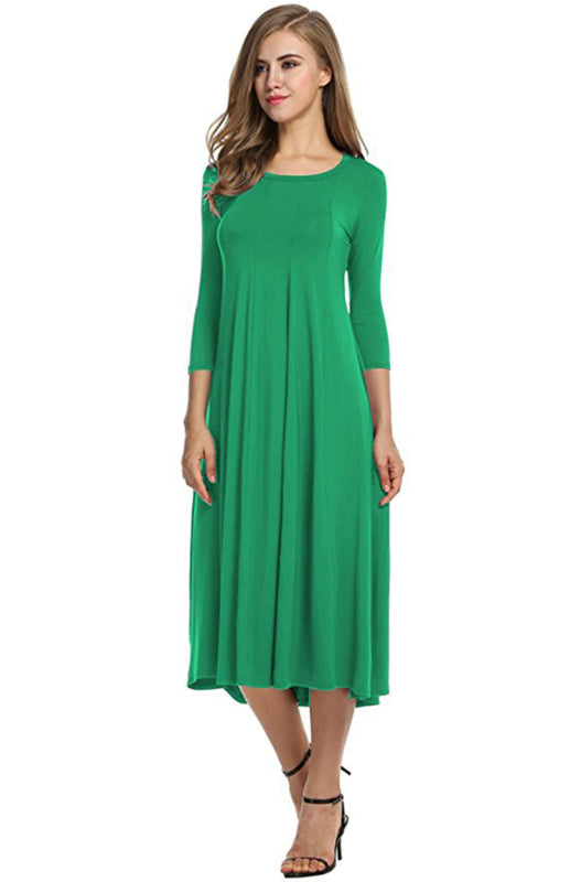 A-Line Knit Sleeveless T-Shirt Dress – Round Neck, Solid Color, Casual Fit