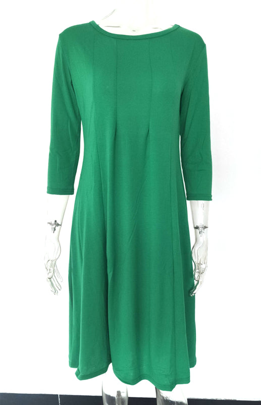A-Line Knit Sleeveless T-Shirt Dress – Round Neck, Solid Color, Casual Fit