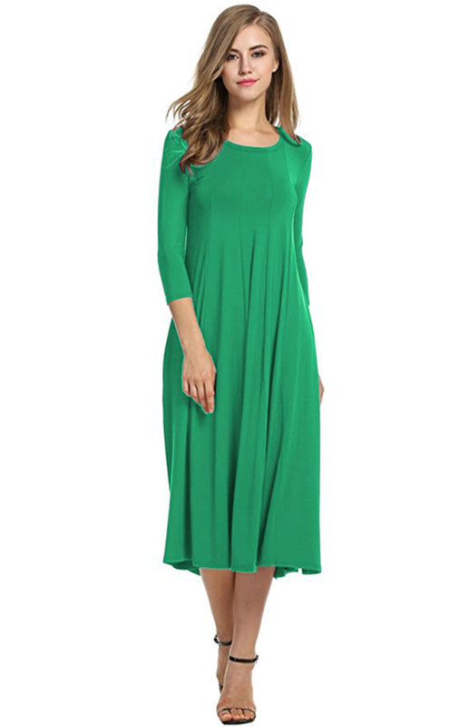 A-Line Knit Sleeveless T-Shirt Dress – Round Neck, Solid Color, Casual Fit