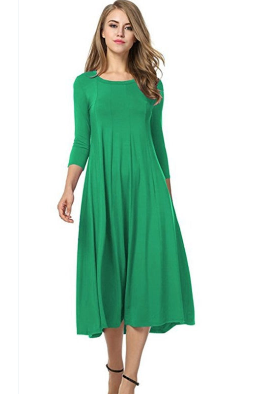A-Line Knit Sleeveless T-Shirt Dress – Round Neck, Solid Color, Casual Fit