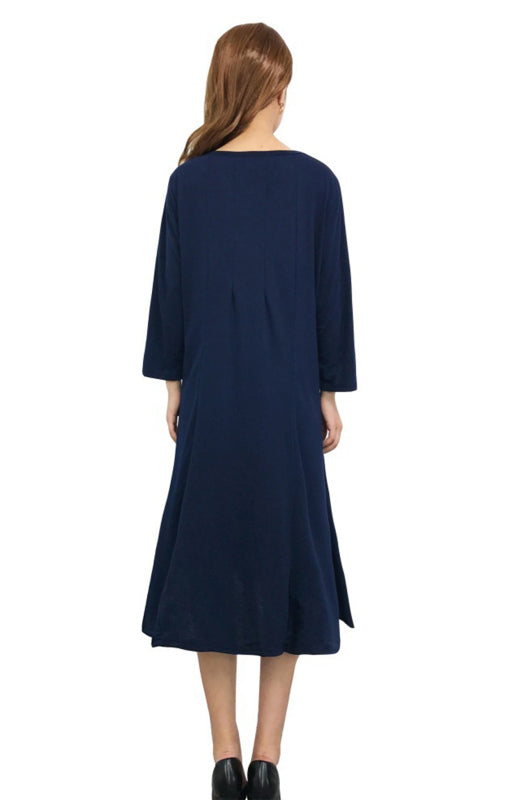 A-Line Knit Sleeveless T-Shirt Dress – Round Neck, Solid Color, Casual Fit