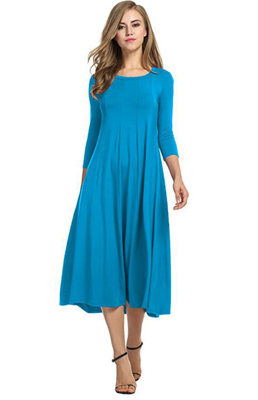 A-Line Knit Sleeveless T-Shirt Dress – Round Neck, Solid Color, Casual Fit