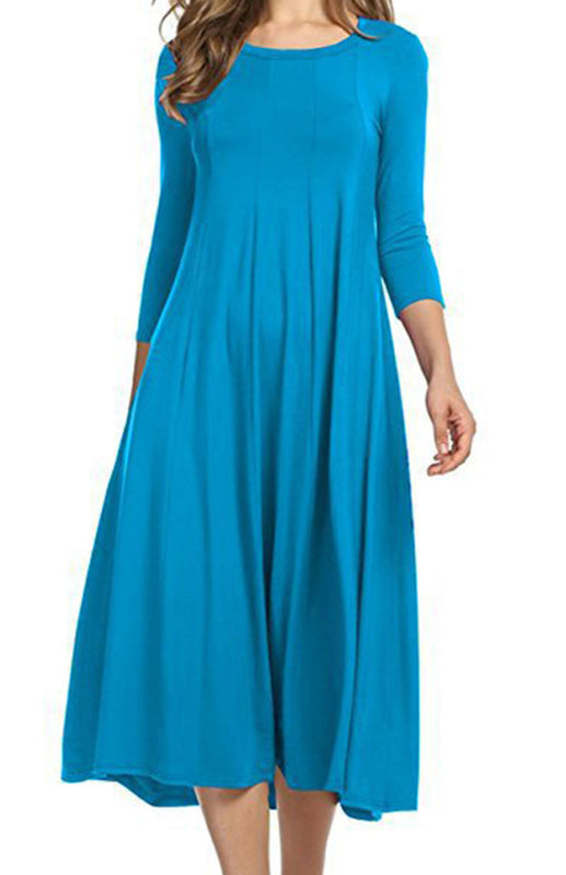 A-Line Knit Sleeveless T-Shirt Dress – Round Neck, Solid Color, Casual Fit