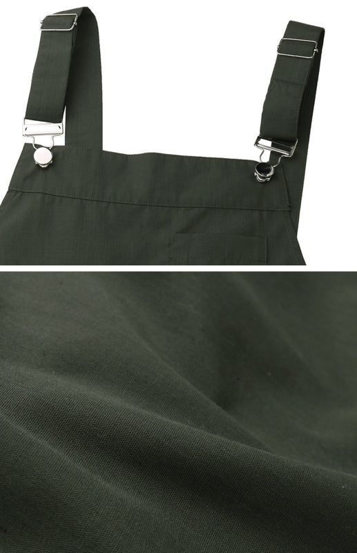 Solid Color Suspender Midi Skirt – Square Neck & Front Pocket