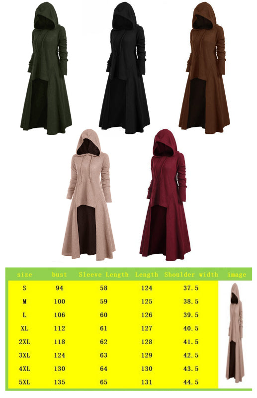 Hooded Knit Coat Dress – Loose Fit, Elastic Waist, Autumn-Winter Essential