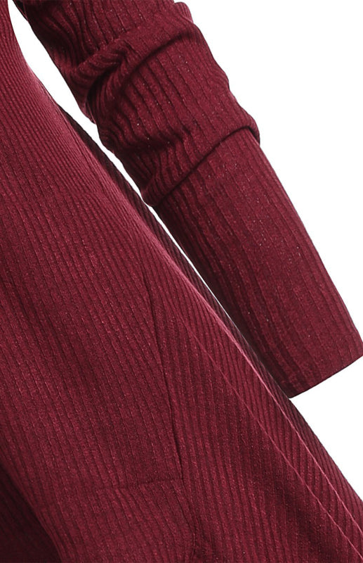 Strickmantelkleid mit Kapuze – Lockere Passform, elastische Taille, Herbst-Winter-Essential