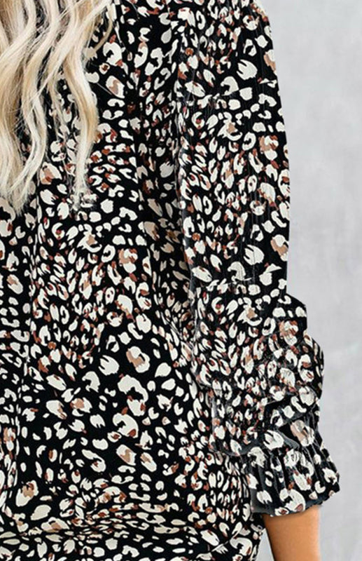 Boho Floral V-Neck Long Sleeve Shirt for Women