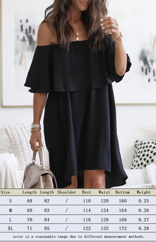 Off-Shoulder Flounce Cuff Dress – Boho Loose Fit Summer Style