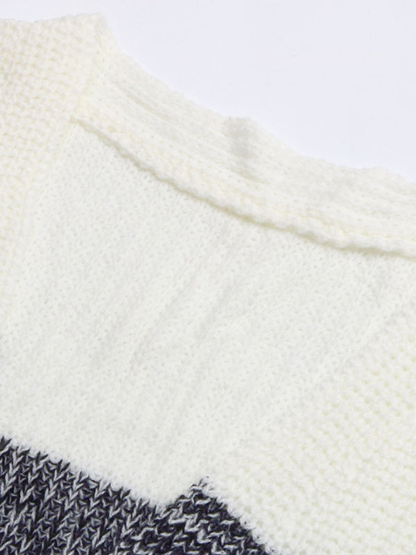 Czarny i biały kardigan w blokach kolorów