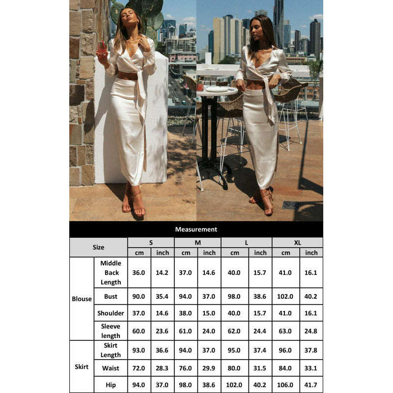 فستان ساتان أنيق ملفوف بأكمام طويلة – أنماط ريترو لربيع وصيف ماريا المبتسمة - كل شيء للنساء 34650496