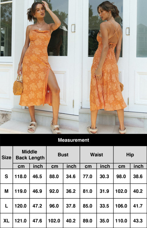 Bohemian Sleeveless Vacation Dress – Floral A-Line, Lightweight Knit in Orange