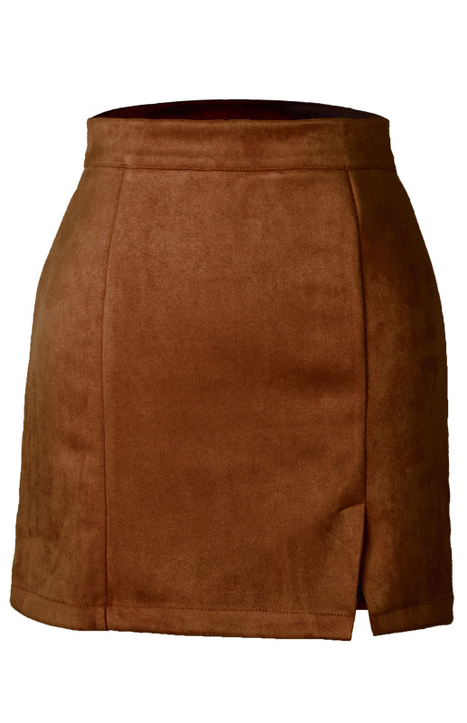 High-Waist Suede A-Line Mini Skirt