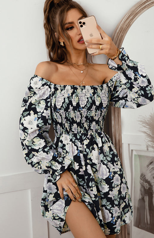 Floral Square Neck Mini Dress – Puff Sleeves & Retro Fit