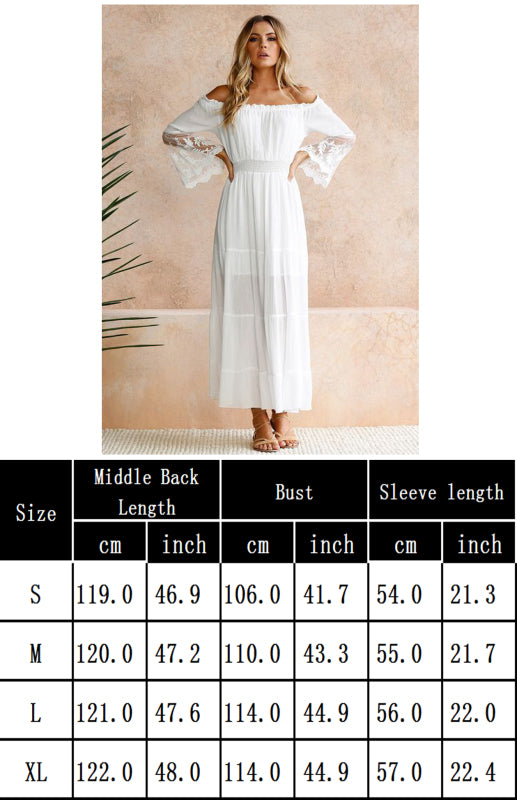 One-Shoulder Lace Dress with Flared Sleeves – Cotton Blend, Spring Resort Style