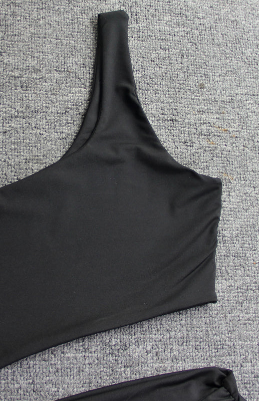 One-Shoulder Lace-Up Hollow Bodycon Dress