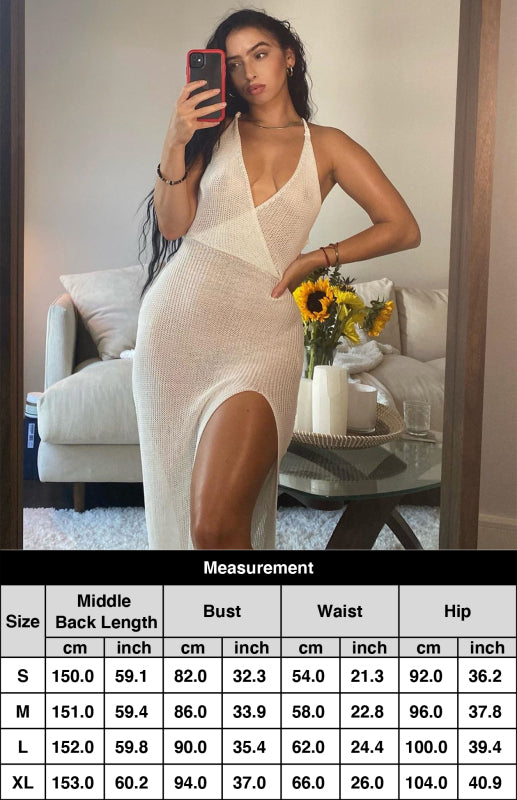 Sheer V-Neck Maxi Dress – Strappy Open Back & Lightweight Woven Fabric